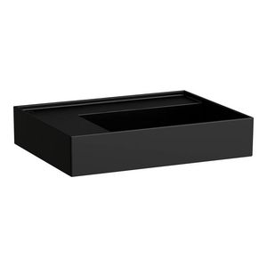 Wastafel met afleg links met verborgen afvoer Zwart mat H8103357161121