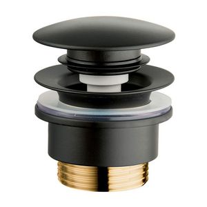 Wastafelafvoerplug Push Open UD425 1.1/4" mat zwart RAL9005 univ. Ø63mm / 5-55mm