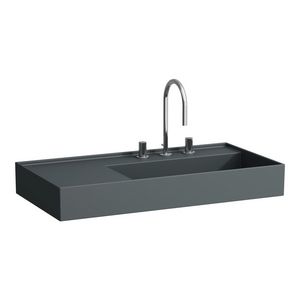 Wastafel met afleg links met verborgen afvoer Grap. matt H8103397581121