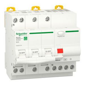 Aardlekautomaat 3-polig + Nul 20A B-Karakteristiek 6000A 300m Resi9