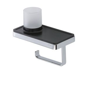 Planchet zwart met closetrolhouder+(LED licht) houder chroom FRAME BLACK CHROME