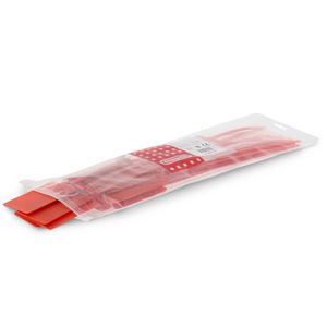 Zak a 25st. trekbandjes met label 280X7,5mm rood (label 83x51mm)