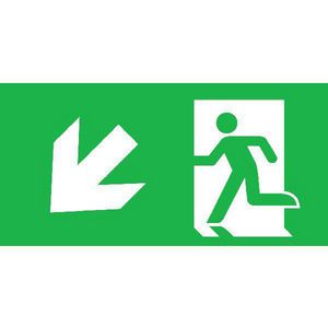 Pictogram noodverlichting uitgang trap af links