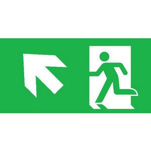 Pictogram noodverlichting uitgang trap op links