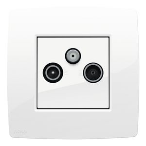 Afwerkingsset 2 enkelvoudige coaxaans. TV/FM/Satt. Bright wh