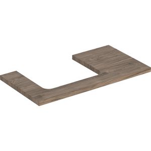 Wastafelblad voor opzetwastafel 75cm noten hickory uitsparing rechthoekig gecentreerd ONE