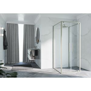 RIGA-2B draaideur 2-del. 890-920x2000mm helder glas brushed inox