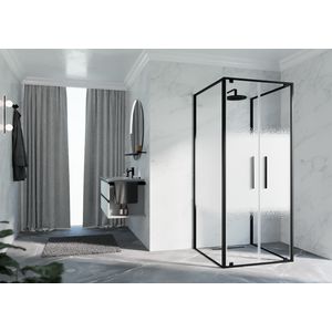 Draaideur 2-del. RIGA 2B 660-690x2000mm Rose-1 motief profiel zwart