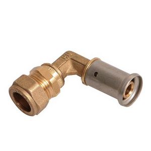 Verloopknie 90° 40P 16x15mm messing persaansluiting x klem