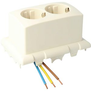 Montagedeksel LU creme met 2-voudige wandcontactdoos tbv universele lasdoos