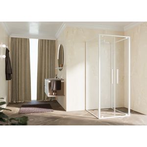 Draaideur 2-del. RIGA 2B 660-690x2000mm helder glas profiel matwit