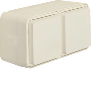 Wandcontactdoos 2-v hor. met behuizing berker W.1 p.wit