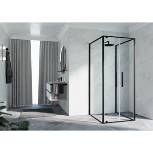 Draaideur 2-del. RIGA 2B 660-690x2000mm helder glas profiel zwart