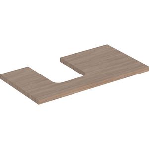 Wastafelblad voor opzetwastafel 90cm eiken uitsparing afgerond links ONE