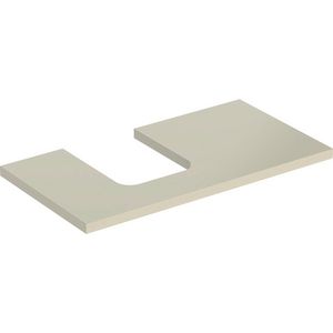 Wastafelblad voor opzetwastafel 90cm zandgrijs hoogglans uitsparing afgerond links ONE