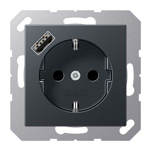 Wandcontactdoos m.lader antraciet mat.v.USB type A AS500