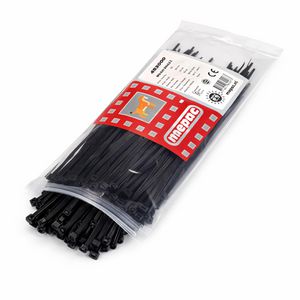 Zak a 100st. trekbandjes versterkt met stalen lip 100X2,5mm zwart
