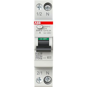 Aardlekautomaat 1P+N, C Char, 16A, 300ma, 6ka