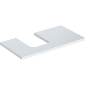 Wastafelblad voor opzetwastafel 90cm wit hoogglans uitsparing afgerond links ONE