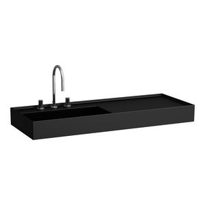 Wastafel afleg rechts met verborgen afvoer Zwart mat H8133327161111