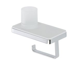 Planchet wit met closetrolhouder+(LED licht) houder chroom FRAME WHITE CHROME
