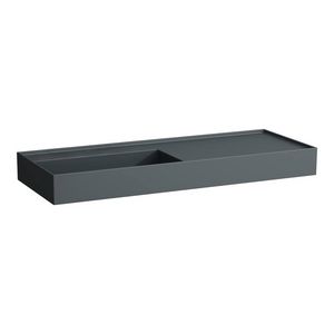 Wastafel afleg rechts met verborgen afvoer Graphite matt