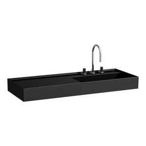 Wastafel afleg links met verborgen afvoer Glanzend zwart H8133330201111
