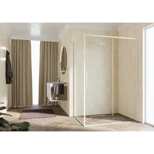 Zijwand RIGA F2P 775-790x2000mm helder glas profiel matwit