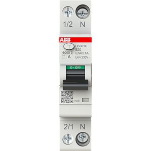 Aardlekautomaat 1P+N, B Char, 20A, 100ma, 6ka