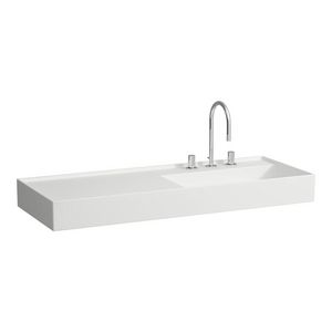 Wastafel afleg links met verborgen afvoer Wit mat H8133337571111