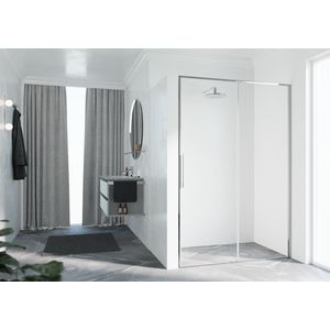 Schuifdeur in nis RIGA 2P links 1190-1220x2000mm helder glas profiel chroom