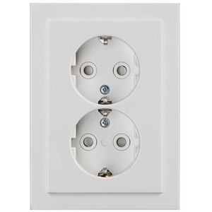 Wandcontactdoos randaarde dubbel kv diep inbouw f-studiowit (302EUJT-84)