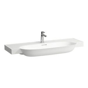 Wastafel Met Overloop Met Drie Kraangaten 120X48 lcc wit