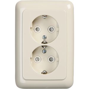 Wandcontactdoos ra dubbel kv diep inb SI creme (302EUJT-212)