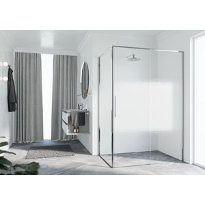 Zijwand RIGA F2P links 1075-1090x2000mm Rose-1 motief profiel chroom