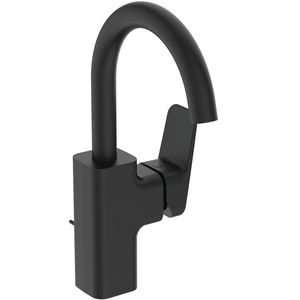 Wastafelmengkraan m. hoge uitloop m. waste silk black Ceraplan
