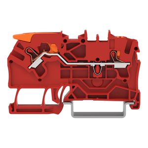 2-draads rijgklem met hendel en drukknop 2,5 mm2 rood VVE=50