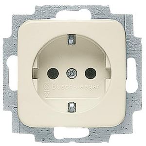 Wandcontactdoos randaarde Centraalplaat inbouw SI creme wit (20 EUC-212-503)