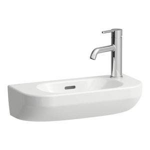 Fontein LUA 50x23cm met kraangat links +overloop Lcc wit