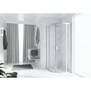 Douchewand Lunes 2.0 R kwartrond 1000-1000x1950mm glas lunes 2 profiel zilver mat