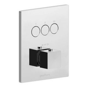 Afbouwdeel CPT519 v. douchemengkraan rechthoek 3 uitgangen thermostatisch chroom