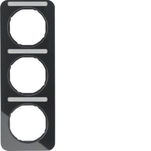 Afdekraam 3-v vert. met tekstveld berker R.1 zwart glans