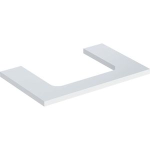 Wastafelblad voor opzetwastafel 75cm wit hoogglans uitsparing rechthoekig gecentreerd ONE