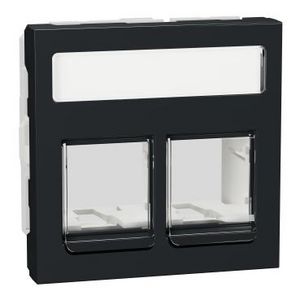 RJ45 2V DPM Vlak Stofschuif Label Antraciet Unica
