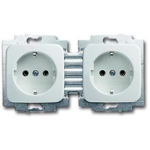 Wandcontactdoos randaarde dubbel hor Centraalplaat R-alpin wit (20-2 EUC-214-503)