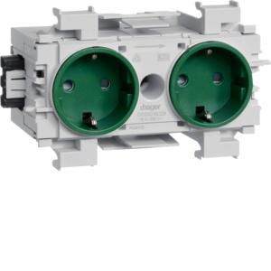 Wandcontactdoos 2-V Ecoline Wago frontmontage groen