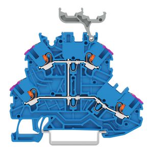 2-etageklem Met drukknop Rijg-/rijgklem blauw VVE=50