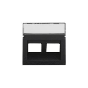 Centraalplaat data 2x RJ schuine uitgang piano black coated