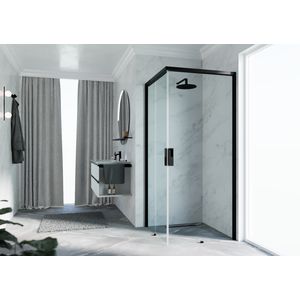 Hoekinstap compleet OPERA A 1150-1170x2000mm helder glas profiel zwart