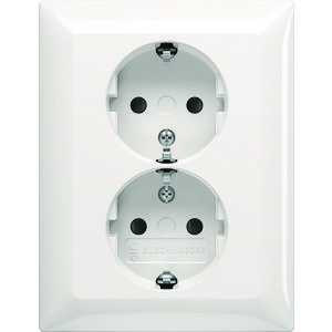 Wandcontactdoos randaarde dubbel kv inbouw SI-B -alpin wit